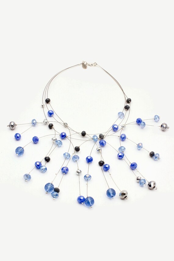 stainless steel thread with crystals. QUARTIERI SS19 Choker necklace