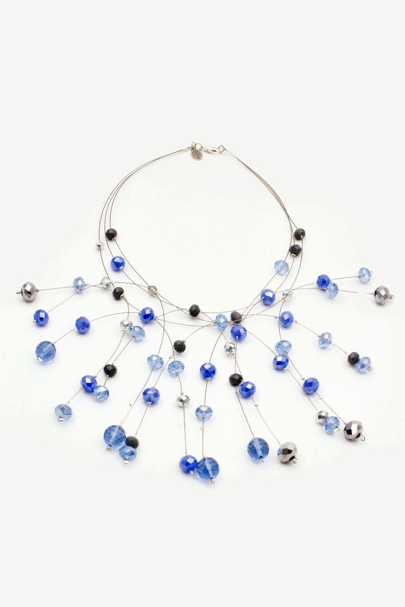 stainless steel thread with crystals. QUARTIERI SS19 Choker necklace