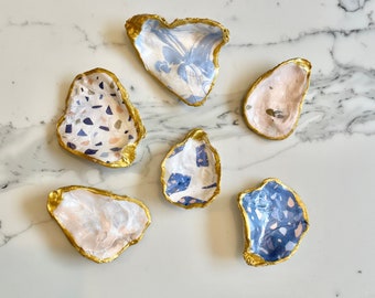 Oyster Shell Trinket Ring Dish - Bridal Shower Favors, Beachy Favors, Beach Themed Wedding Gift, Small Trinket Dish, Friend Gift Nautical