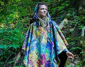 Psychedelic Hooded Poncho, hippie, psy-trance, festival clothing, man woman unisex