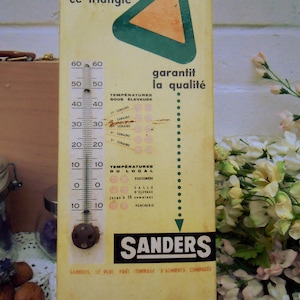 Ancien thermomètre carton glaçoïde  publicité Sanders