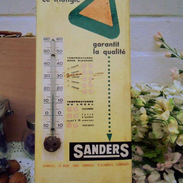 Ancien thermomètre carton glaçoïde  publicité Sanders