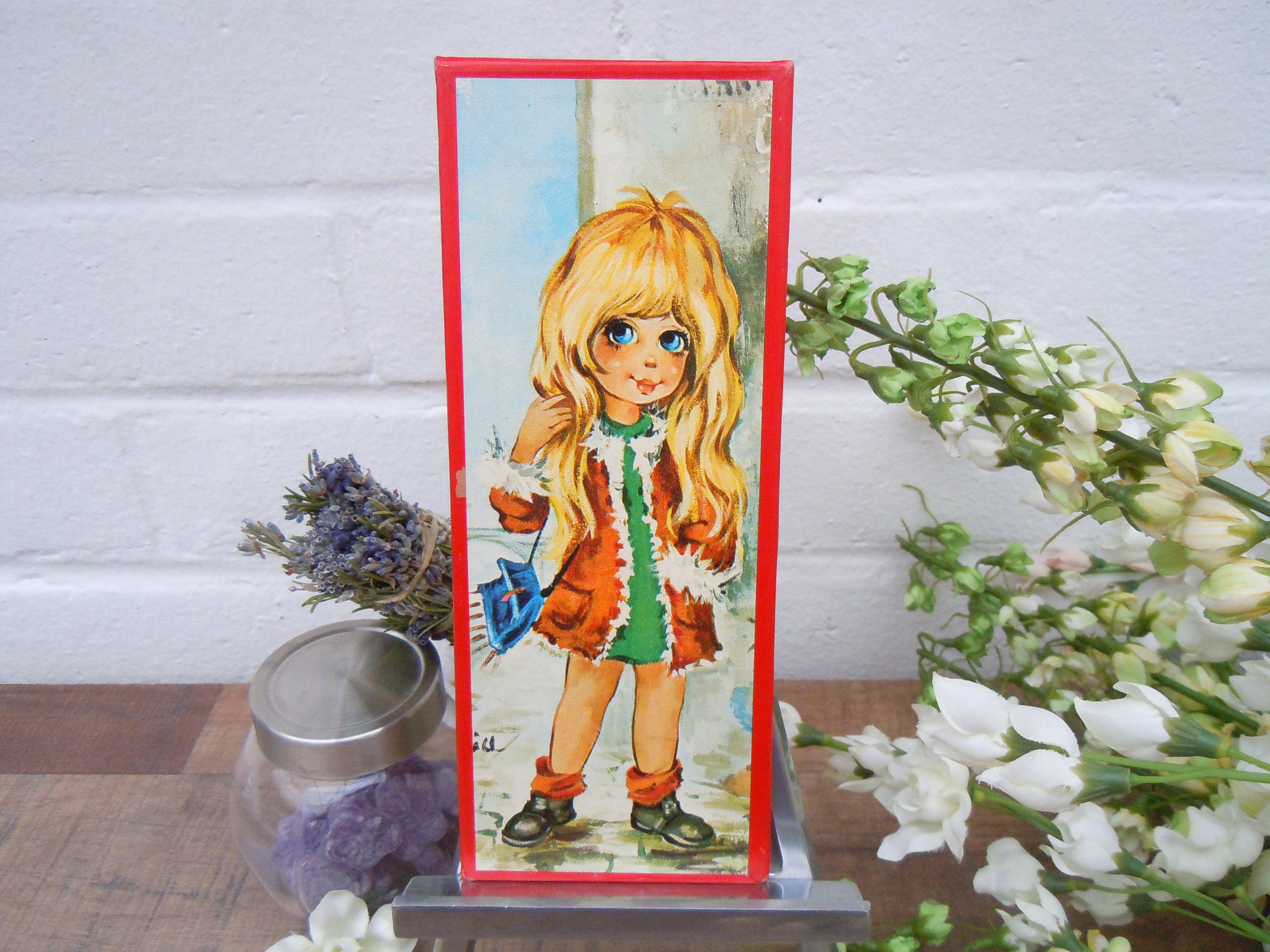 Tableau Cadre Vintage Français 60S 70S Big Eyed Girl Poulbot