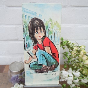 Painting Big Eyed Children Poulbot 60s 70s Titi Parisien Montmartre Christmas