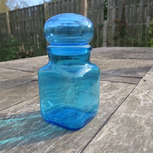Jar Boticario Olla Farmacia vintage vidrio azul turquesa