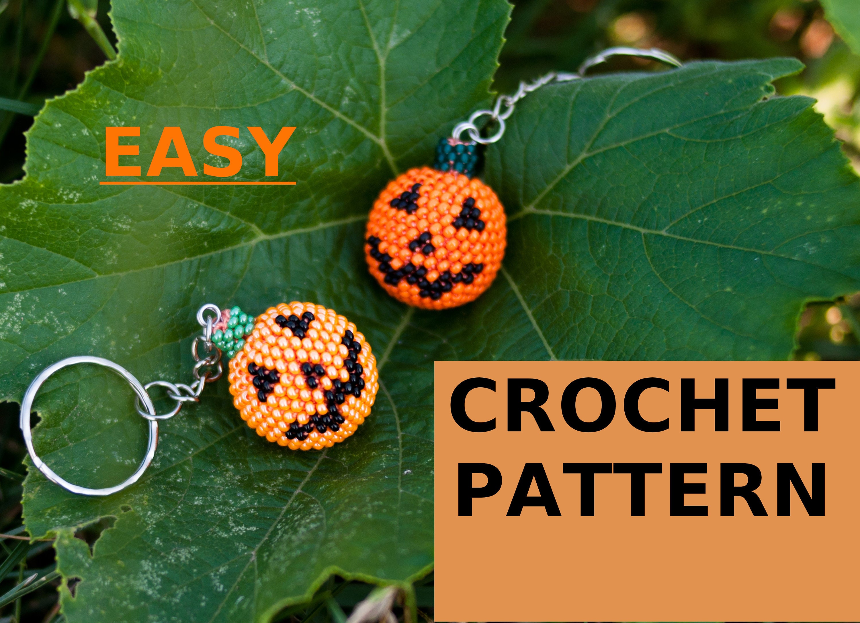Halloween keychain pattern Crochet pumpkin tutorial for Etsy