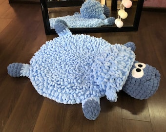 Rug Mat Mr. Sheep crochet Soft Toy for baby toddler Handmade Gift Hypoallergenic Big soft rug Home decor for play sheep