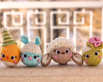 Crochet Easter Toys Pattern: Egg Flower, Chicken, Sheep, Bunny (PDF)