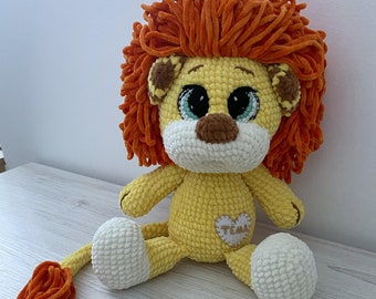 Lion with big mane hair gift toy for baby big soft toy gift for a child for christmas baby shower birthday personalized lion