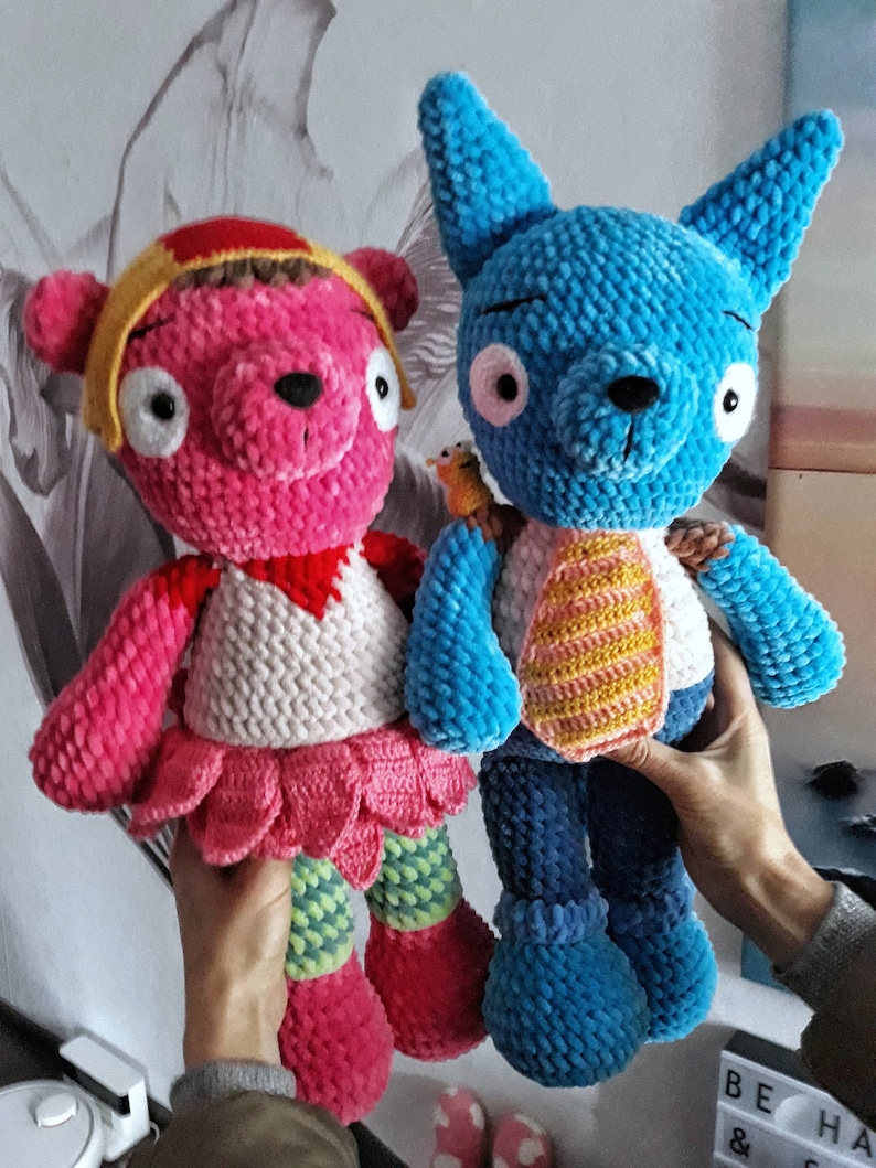crochet heroes from the show Tumble leaf - Fig and or Maple, made of soft plush yarn in size tall ~ 17,5" or 45 cm, toy filler - holofiber hypoallergenic, eyes and nose on a secure mount