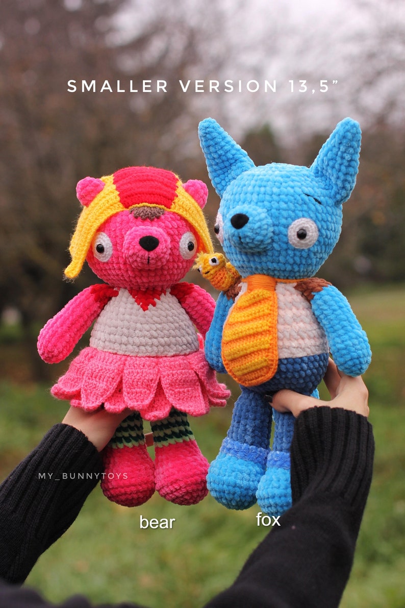 the Fox and Bear handmade crochet toy plush soft toy, stuffed toys christmas gift for your boy girl for a child for baby shower birthday image 1