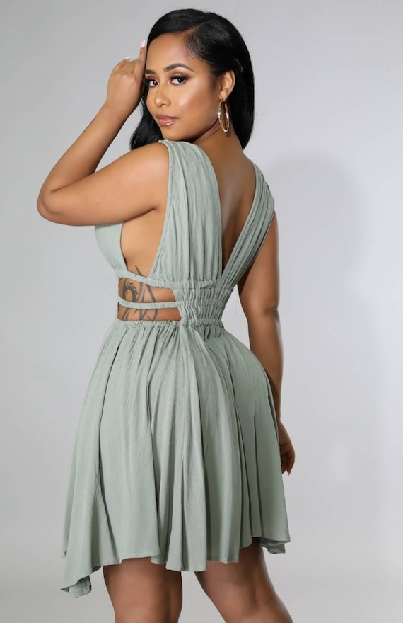 green emerald velvet dress Side Cutout Floral Mint Green Evening Dress main image 0
