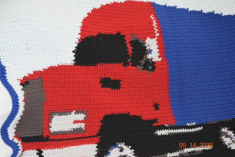 Crochet Baby Blanket Truck Blanket Big Rig Child's Etsy