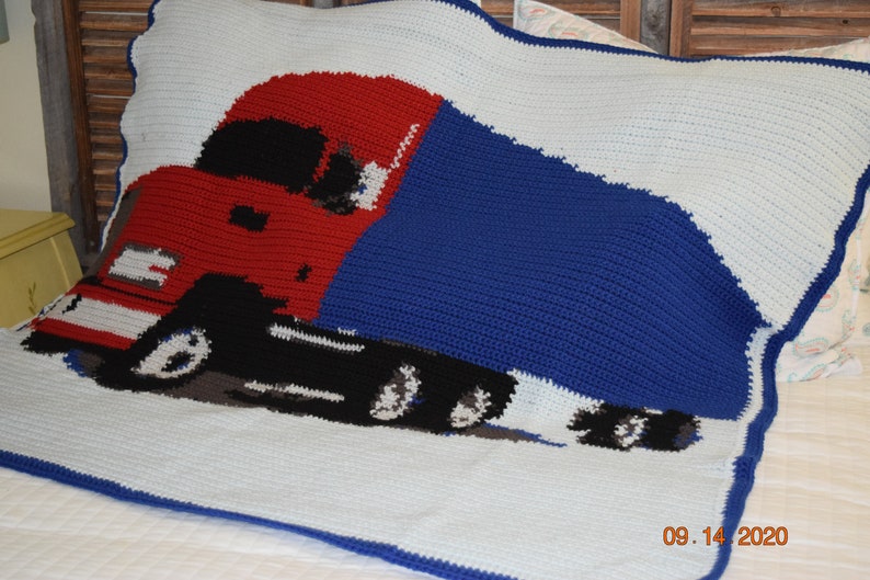 Crochet Baby Blanket Truck Blanket Big Rig Child's Etsy