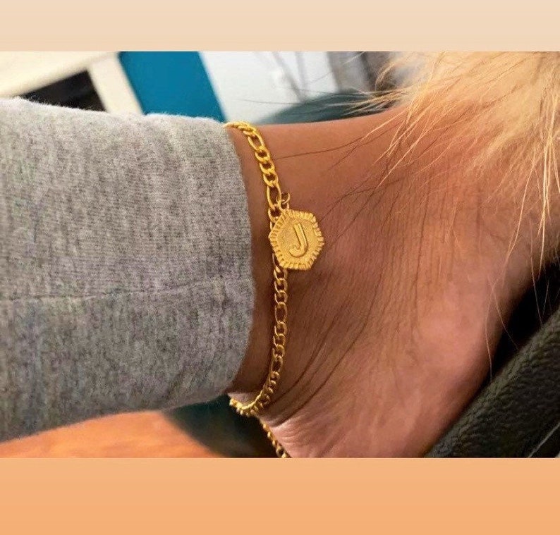 18k gold plated initial anklet gold ankletletter anklet Etsy.de