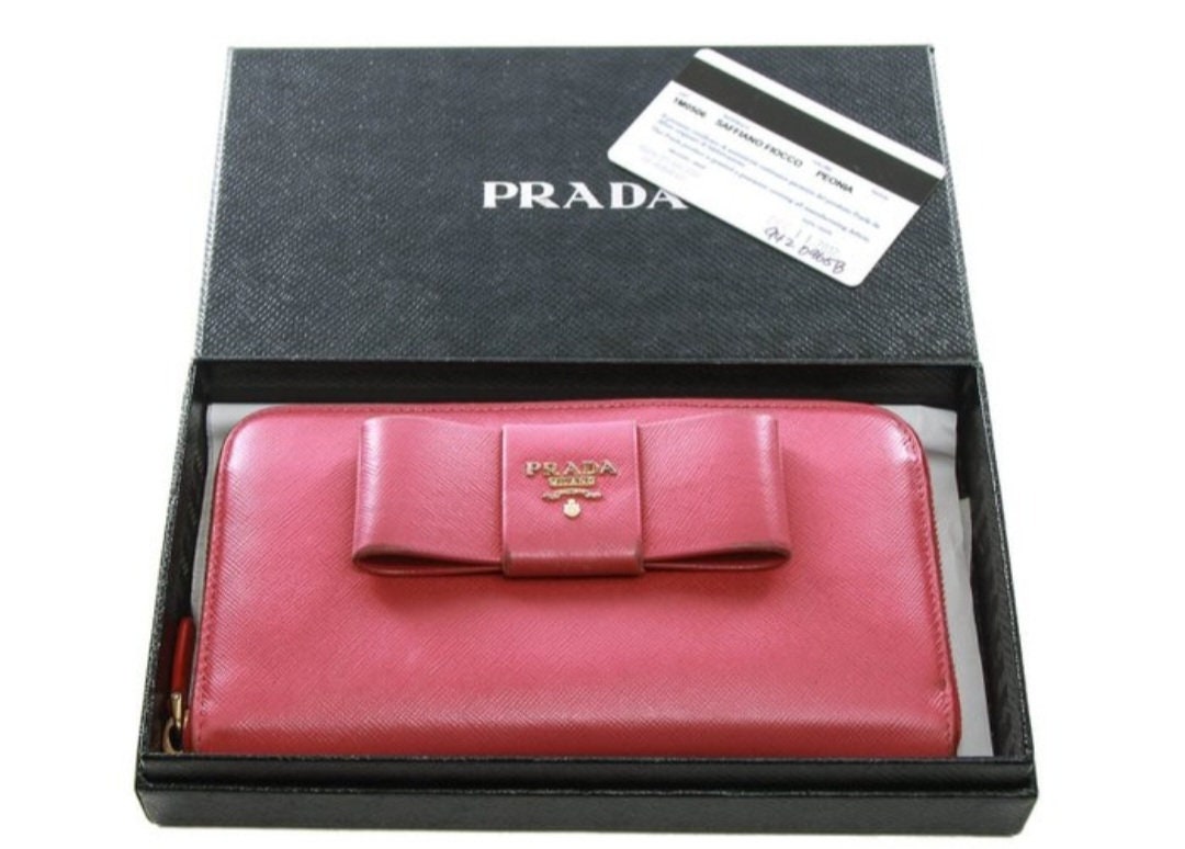Prada Peonia Textured Leather Wallet on Chain