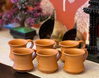 Hand made Terracotta Cups  for Tea & Coffee with Handle- 6