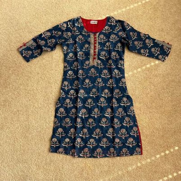 Beautiful Brand New Block Print Silk -Blend “Fabindia” Women’s Kurta - XS