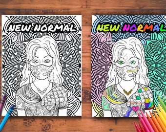 Mask Colouring Page Etsy