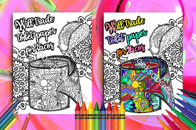 Download Quarantine Coloring Pages For Adults A Bundle Of 8 Colouring | Etsy