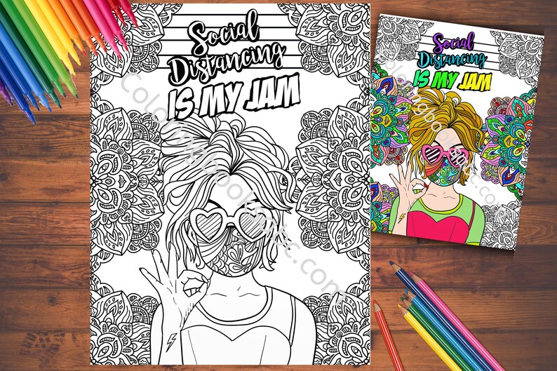 Download Funny Adult Coloring Pages Quarantine Printable Coloring | Etsy
