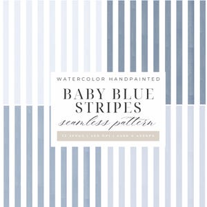 Babyblaue Streifen | Aquarell Muster | Digitales Papier, gestreifte Hintergründe, Stoff Textur, bedruckbares Papier