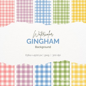 Aquarell Gingham Hintergründe | Pastell Digitale Papiere | Scrapbooking, Einladungen, Geschenkpapier, Ostern, Babyparty | Druckbar 300 DPI