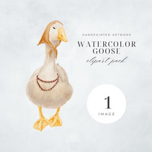 Clipart Oie Aquarelle | IMAGE UNIQUE | PNG transparents peints à la main | Art numérique rustique pour faire-parts, impressions, décorations murales, autocollants
