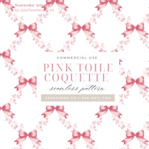 Vintage Pink Toile Coquette Pattern PNG | Pink Chinoiserie Bow Digital Paper, Seamless Scrapbook Design, Retro Shabby Chic Aesthetic