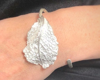 Botanique Bracelet, Sterling Silver Leaf Bracelet Nature Jewelry, Unusual Bracelet Unique Jewelry, Forest Bracelet, Wide Cuff bracelet