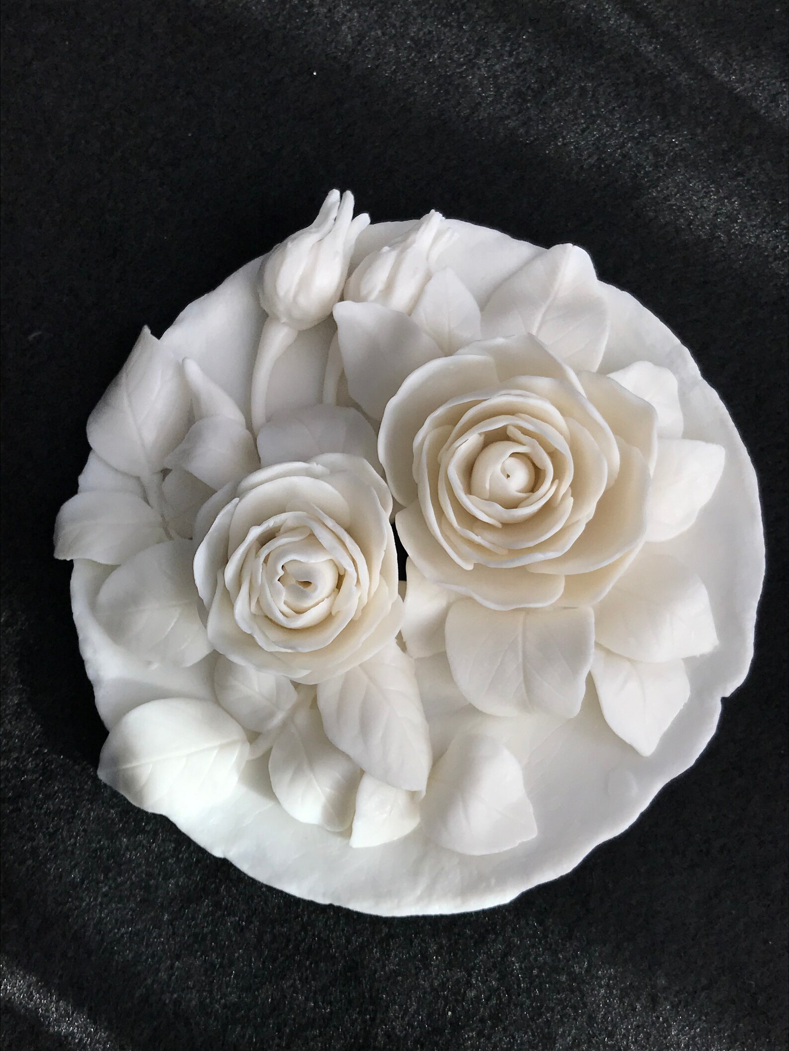 White porcelain flowers plateHand Sculpted Flower wall Etsy