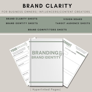 Brand Clarity Workbook| Brand Board Template | Branding Kit| Target Audience Sheets|Brand Style Guide| Brand Identity |Business Startup
