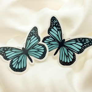Cyan Butterfly Clear Sticker | Laptop Sticker | Waterproof Water bottle Sticker | Die Cut Vinyl Sticker