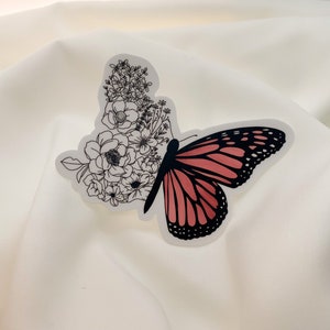 Pink Floral Butterfly Sticker | Laptop Sticker | Waterproof Water bottle Sticker | Die Cut Vinyl Sticker