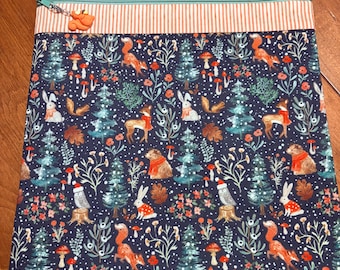 Forest Friends in ScarvesLined Cross Stitch Project Bag