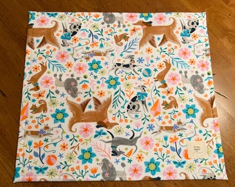 Bolsa para projeto de ponto cruz com frente em vinil "Ruff Day"