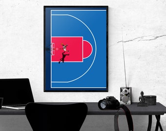 Hoops Dream Aerial Court Philadelphia 76ers Iverson Inspired  basketball court wall art Poster