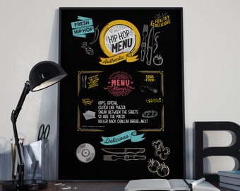 Hip Hop Food Rhymes Menu Beastie Boys Inspired Poster