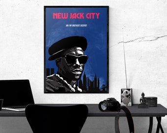 Nueva película de Jack City Hip Hop 90s Classic Blaxploitation Minimalista Cartel