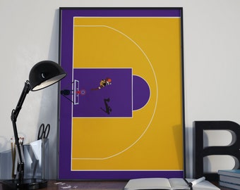 Aerial Court Hoops Dream a Kobe Inspired Minimal aerial basketball court wall art Poster