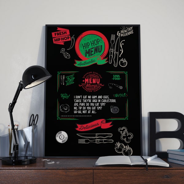 Hip Hop Food Rhymes Menu A Tribe Called Quest Inspired Poster