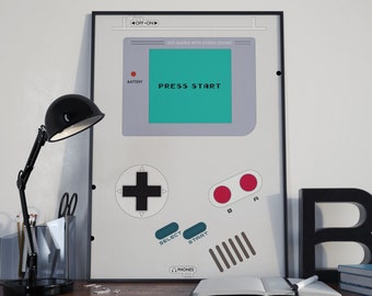 Game Boy Inspired Design Minimal Wall Art Poster (Customisable)