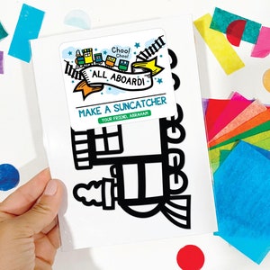 Choo Choo Train birthday party favors for kids, Train arts and crafts suncatcher kit, railroad birthday goodie bag, train activities
