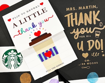 Coffee Gift Card Holder Flip to Reveal Card, Teacher Appreciation Week Thank You
