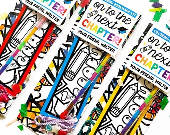 Graduate Coloring Bookmark Favor, Preschool Graduation Party Favors,  Personalized Kindergarten End of the Year Classroom Gifts