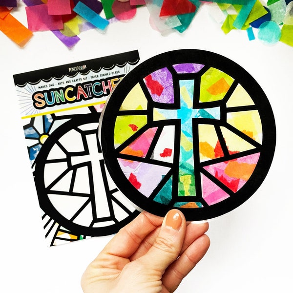 Cross suncatcher crafts, Sunday school activity for kids, Christian craft for preschool, First Communion Favors for Kids