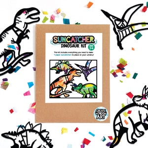 Dinosaur arts and crafts kit for kids, birthday gift for dino lover boy or girl, easy toddler or preschool activity, kids stocking stuffer