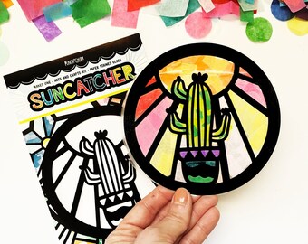 Cactus Suncatcher Craft Kit: Western Party Favor, Kids Activity