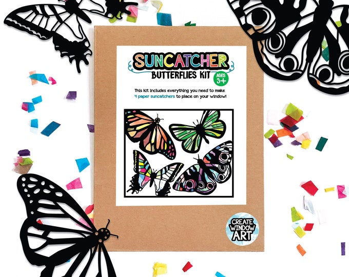 Butterflies arts and crafts kit for kids, birthday gift for preschool toddler or tween girl, stocking stuffer nature art set for children