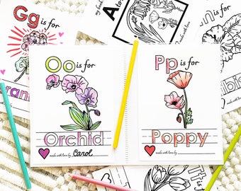 Flower Baby Shower ABC Book Activity, Baby in Bloom Alphabet Coloring Book, Printable Mother's Day or Grandma handmade gift from Kids